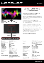 Datasheet PC monitor LC-M27-QHD-165-C