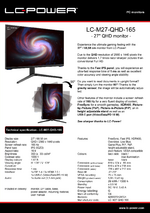 LC-Power LC-M27-QHD-240-C-K écran PC 68,6 cm (27) 2560 x 1440 pixels Quad  HD Blanc